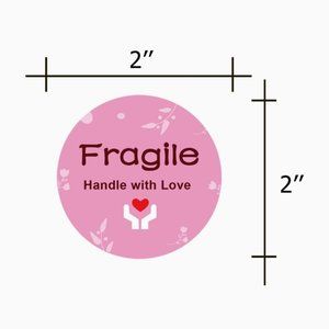 100 FRAGILE Handle With Love Stickers 2"